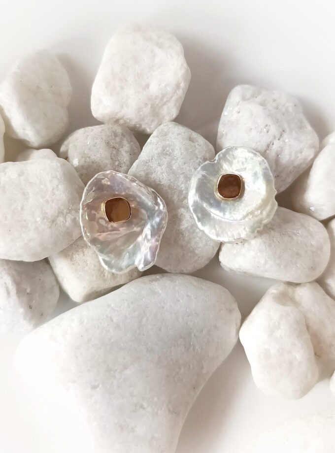 Pendientes perla-cuadrado