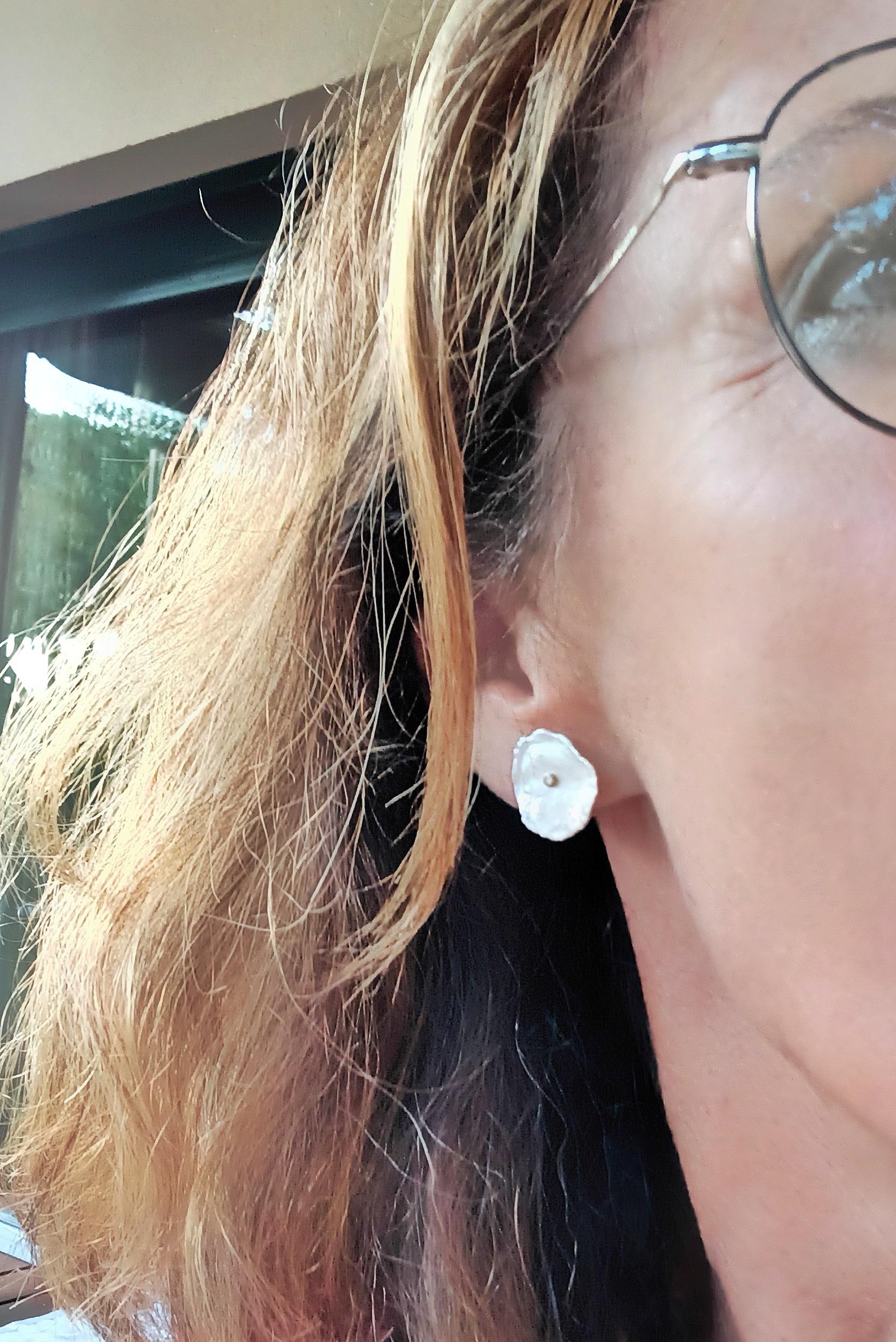 Pendientes Perla flat con brillante Oro - Imagen 2