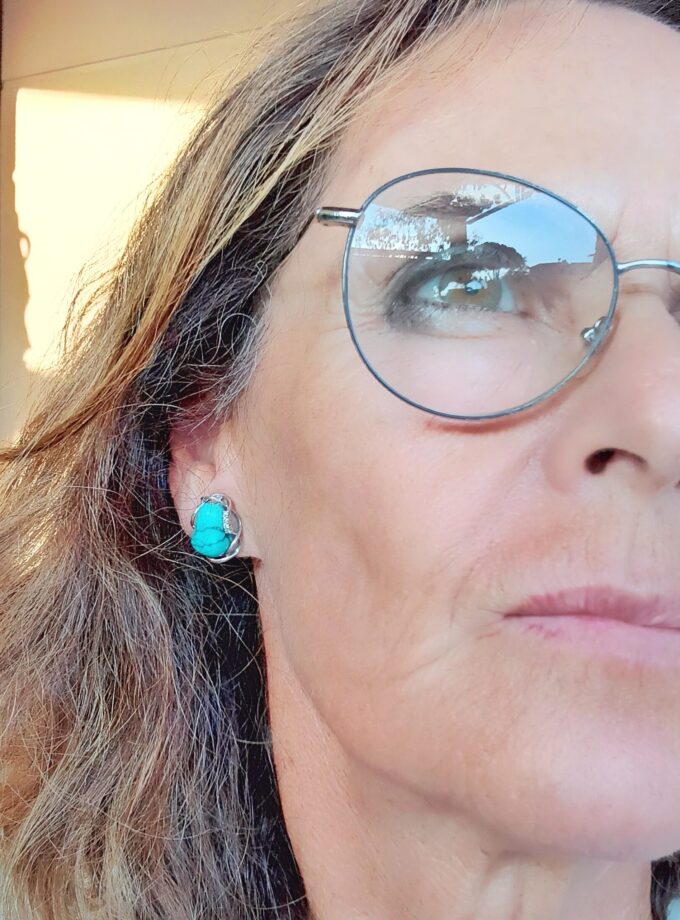 Pendientes turquesas barrocas oro blanco