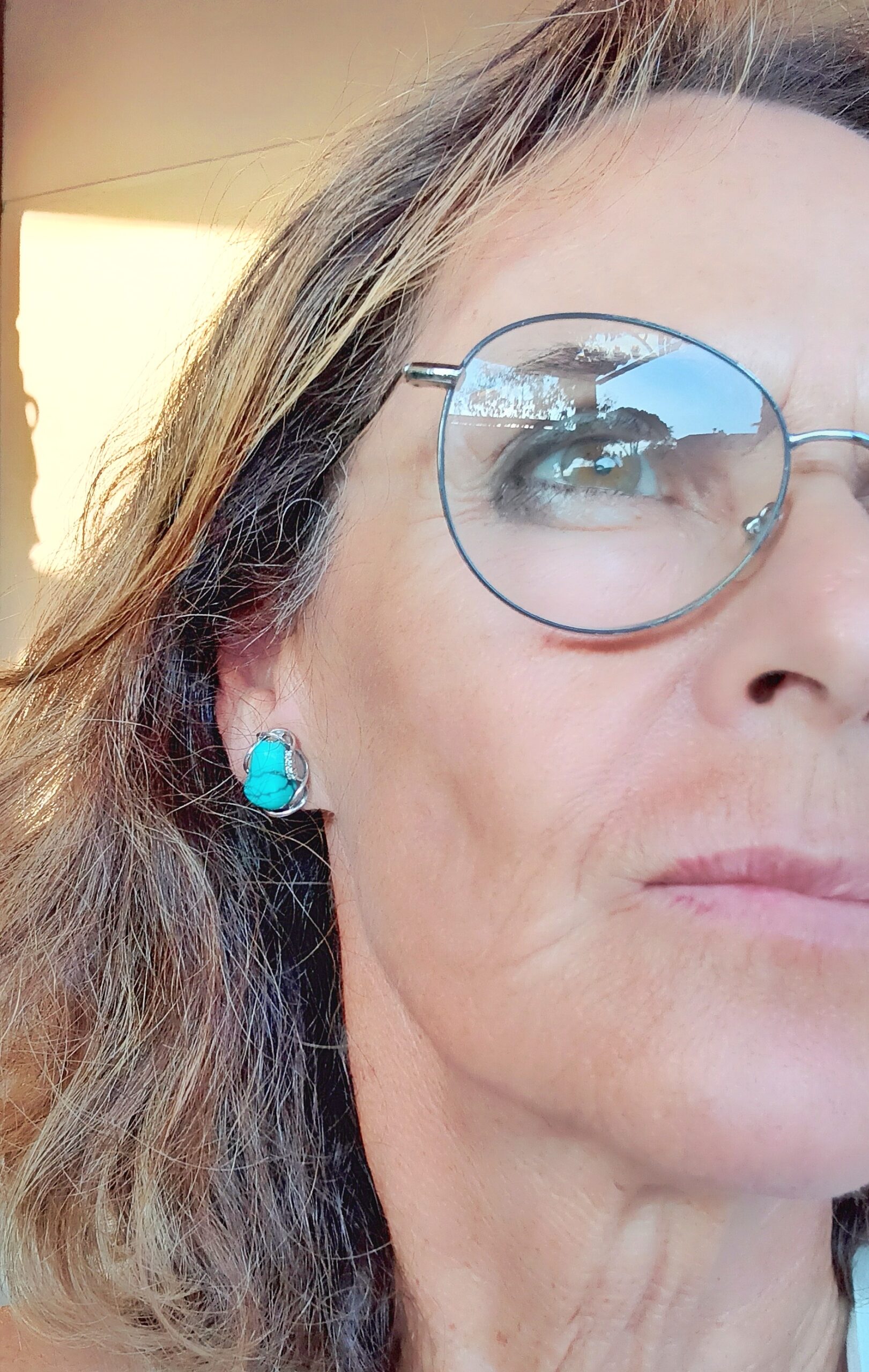 Pendientes turquesas barrocas oro blanco - Imagen 2