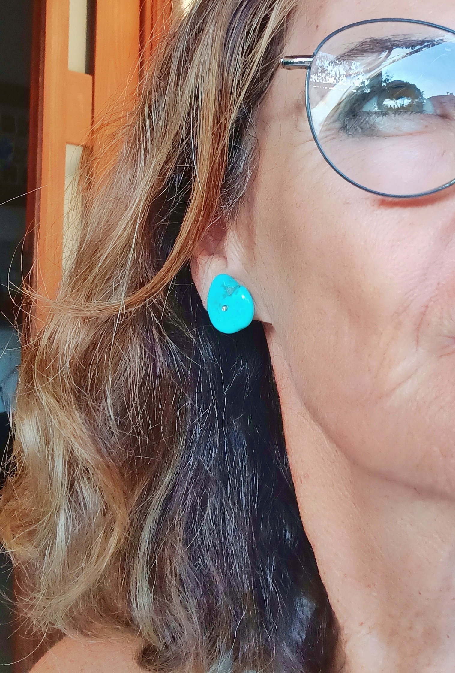Pendientes turquesas flat y brillantes - Imagen 2