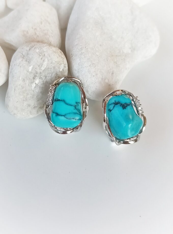 Pendientes turquesas barrocas oro blanco