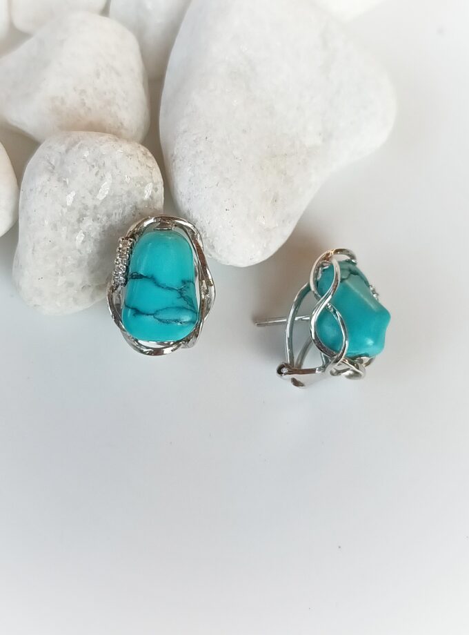 Pendientes turquesas barrocas oro blanco