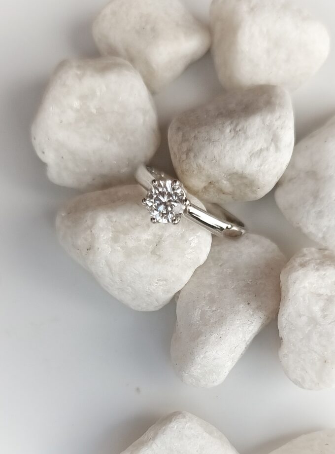 Anillo Solitario Isabel Oro blanco