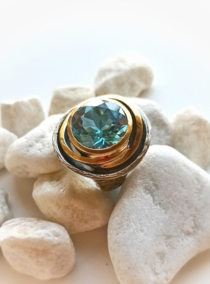 Anillo Styliano 3083 Plata oro topazio azul