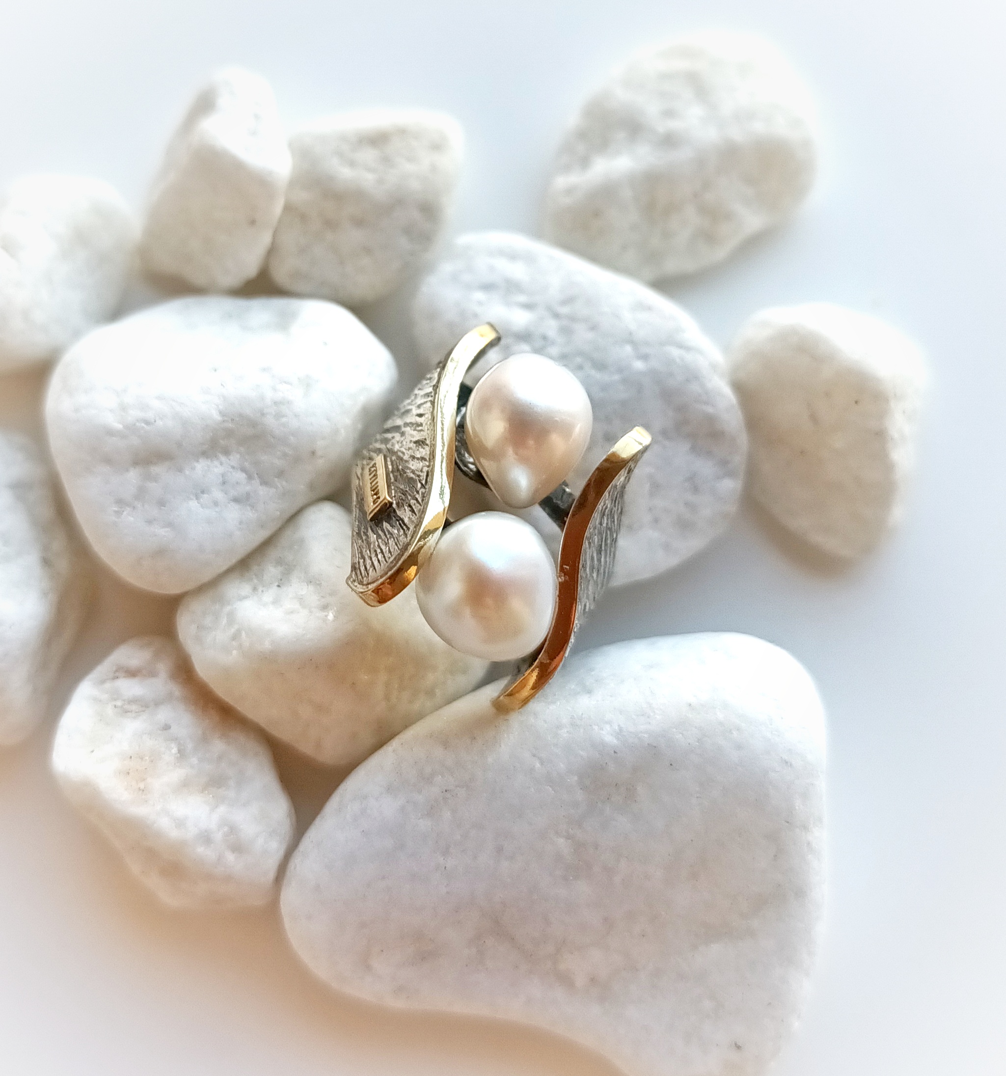 Anillo Styliano 3094 oro y plata perlas - Imagen 4