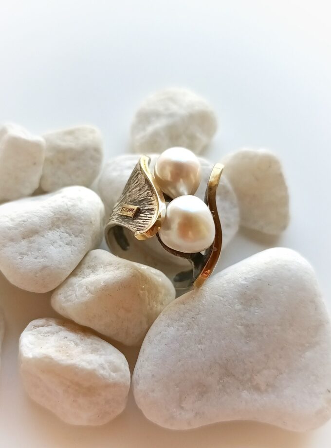 Anillo Styliano 3094 oro y plata perlas
