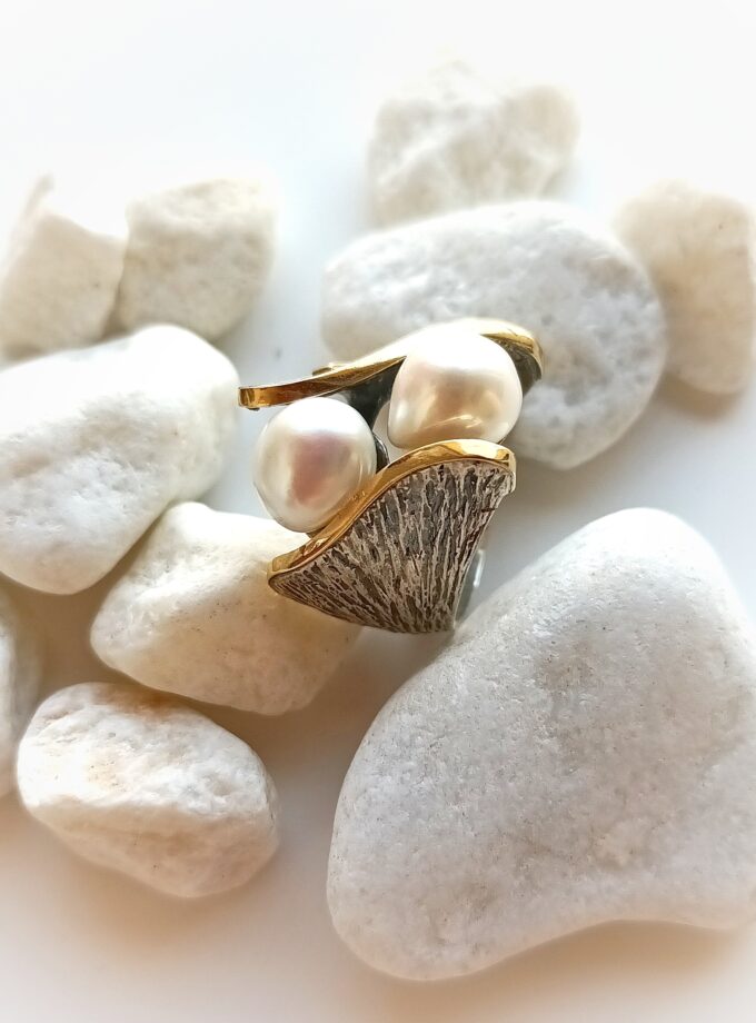 Anillo Styliano 3094 oro y plata perlas