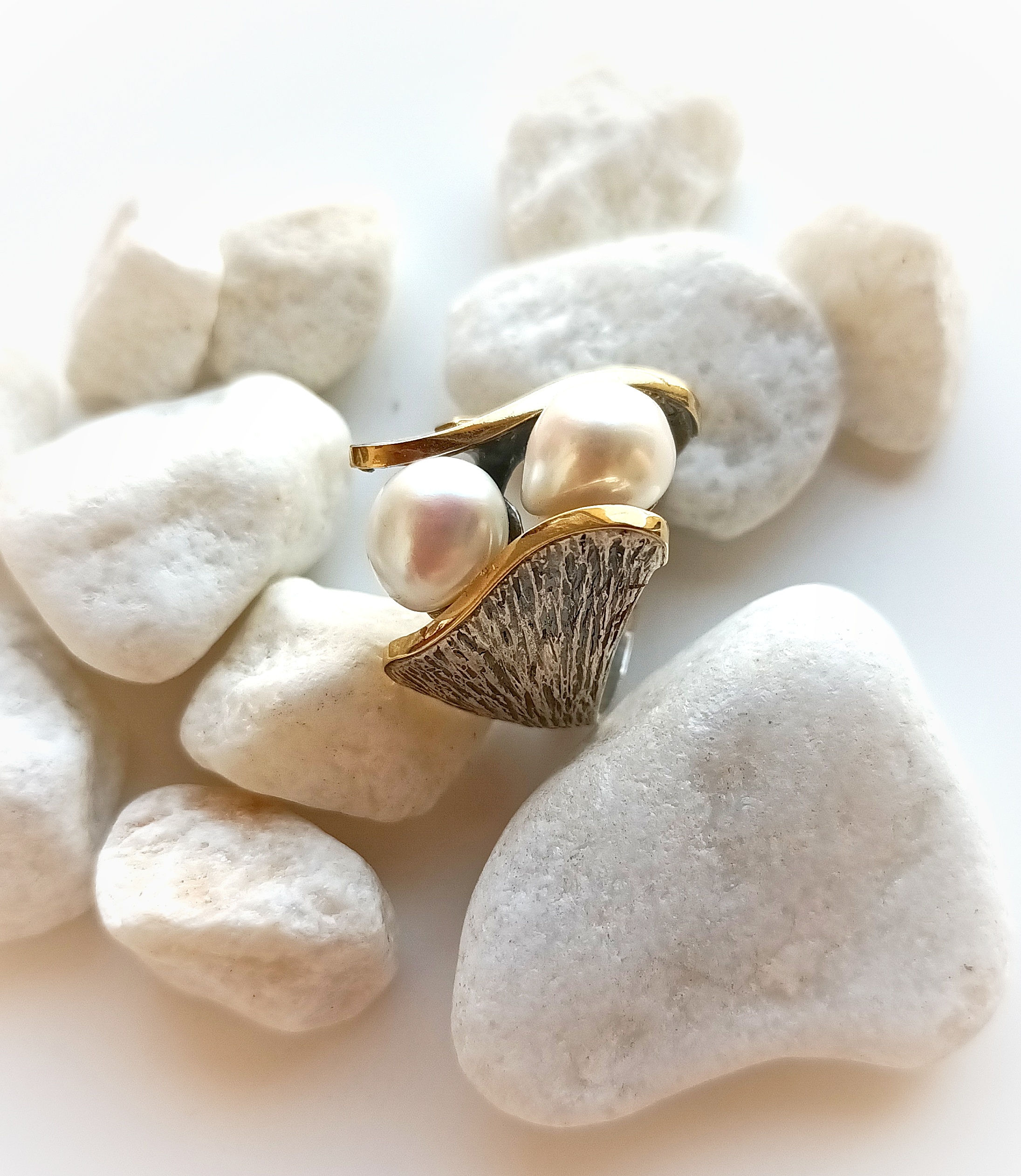 Anillo Styliano 3094 oro y plata perlas - Imagen 3