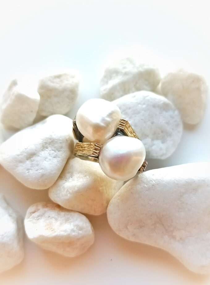 Anillo Styliano 3093 plata y oro perlas