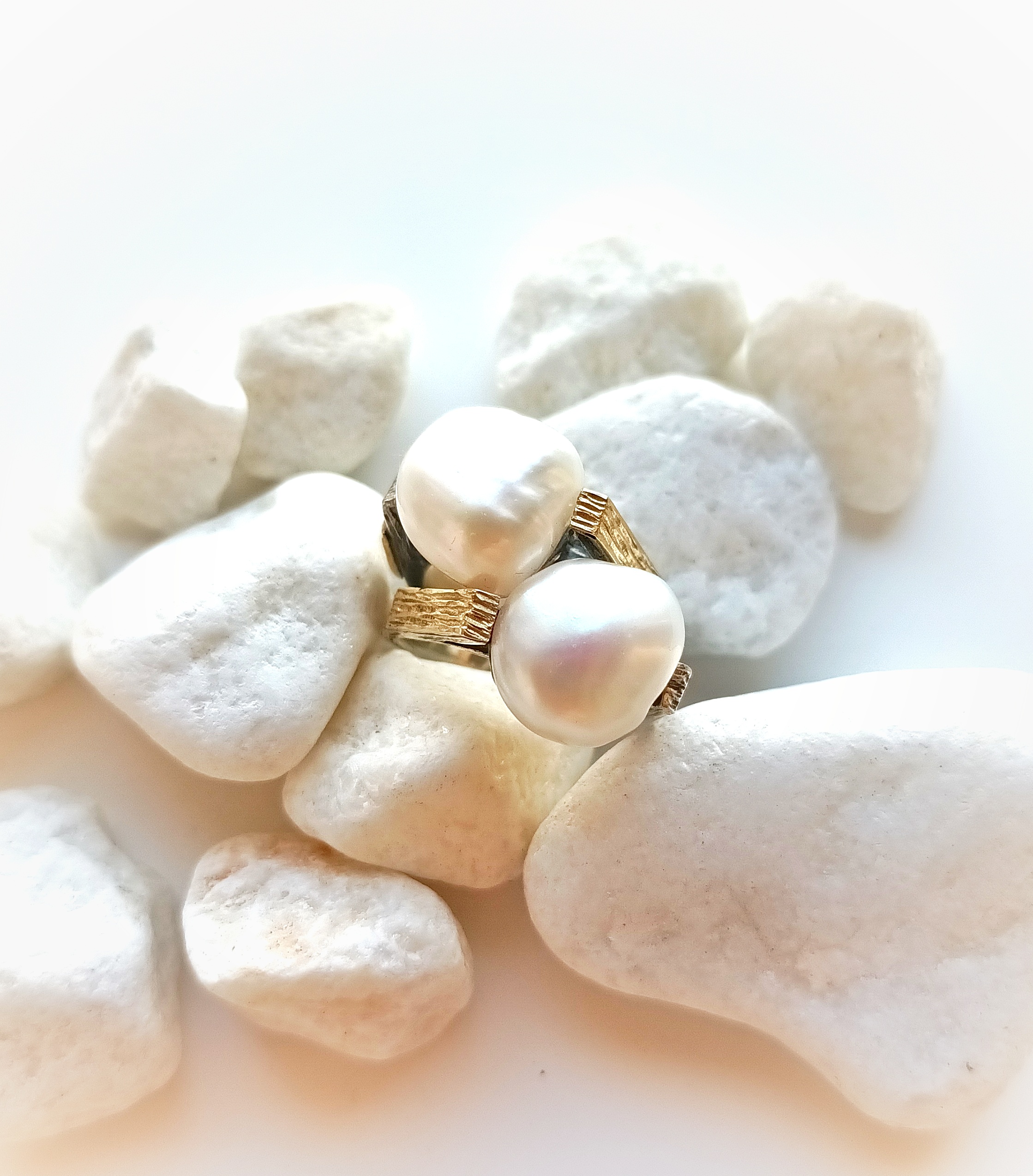 Anillo Styliano 3093 plata y oro perlas