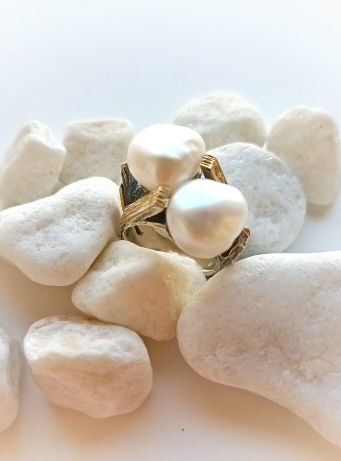 Anillo Styliano 3093 plata y oro perlas