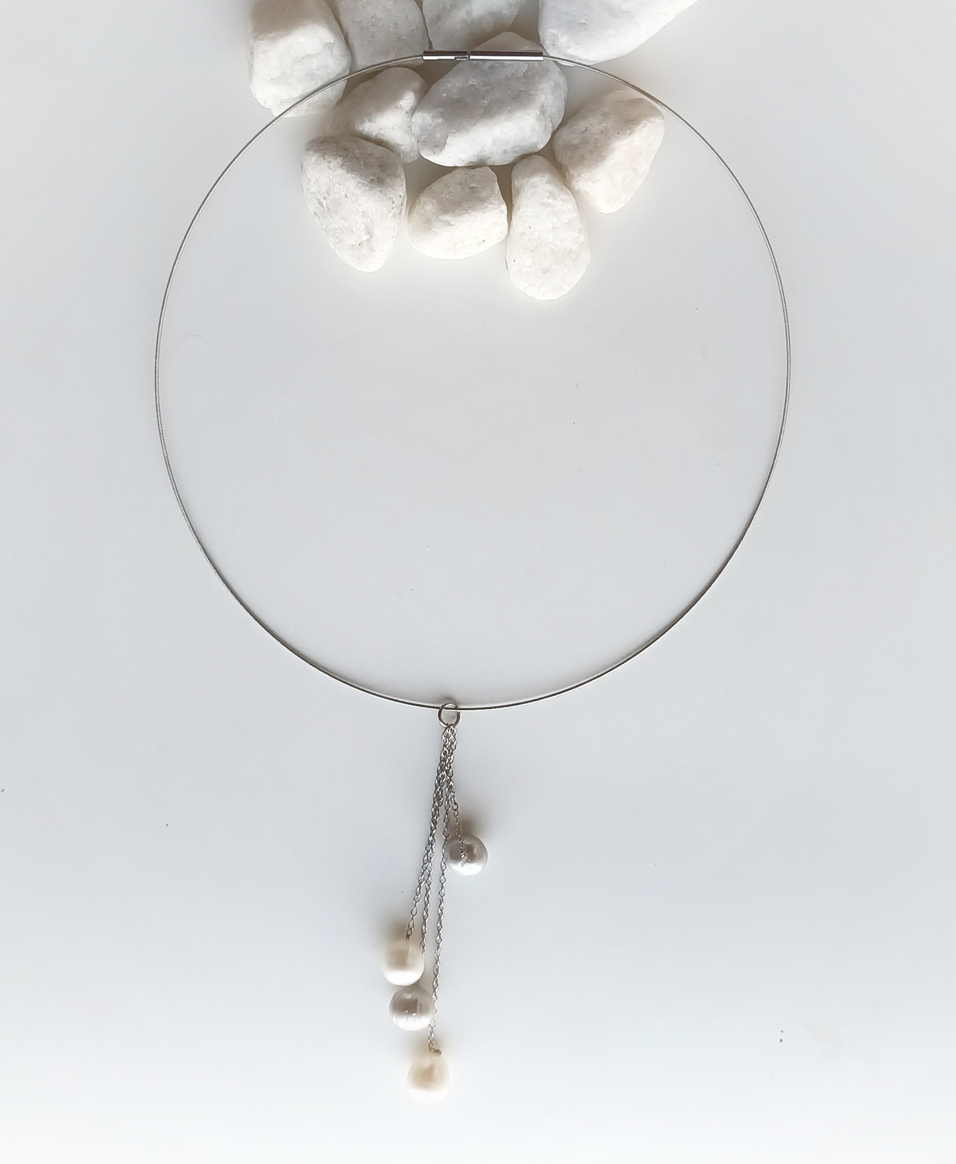 Collar 3898 Plata perlas - Imagen 3