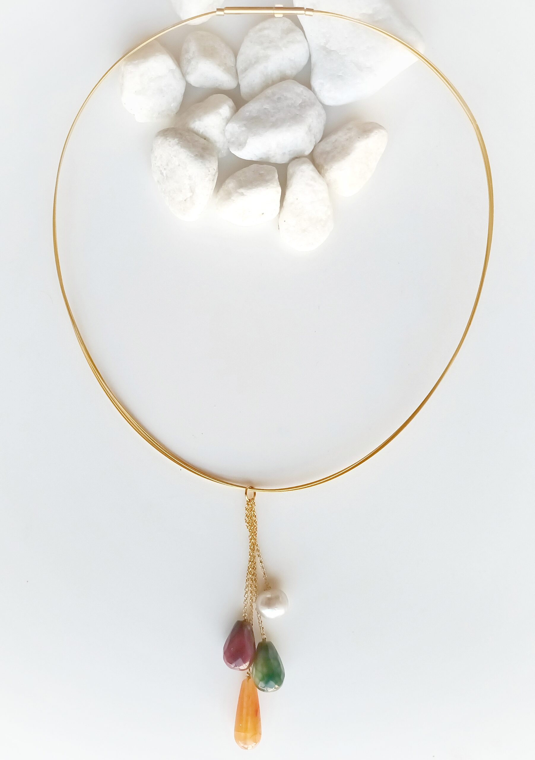 Collar 3900 Golden ágatas y perla - Imagen 3