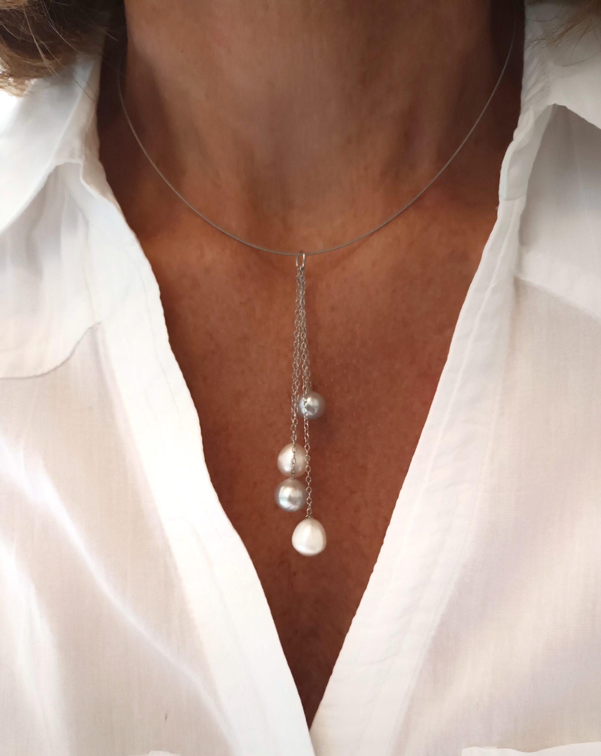 Collar 3898 Plata perlas - Imagen 2