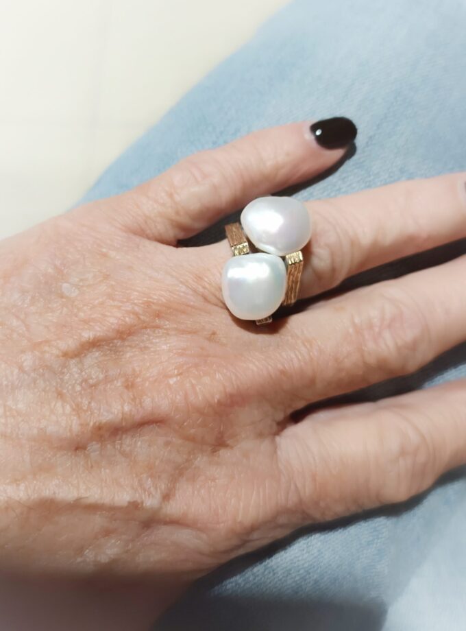 Anillo Styliano 3093 plata y oro perlas
