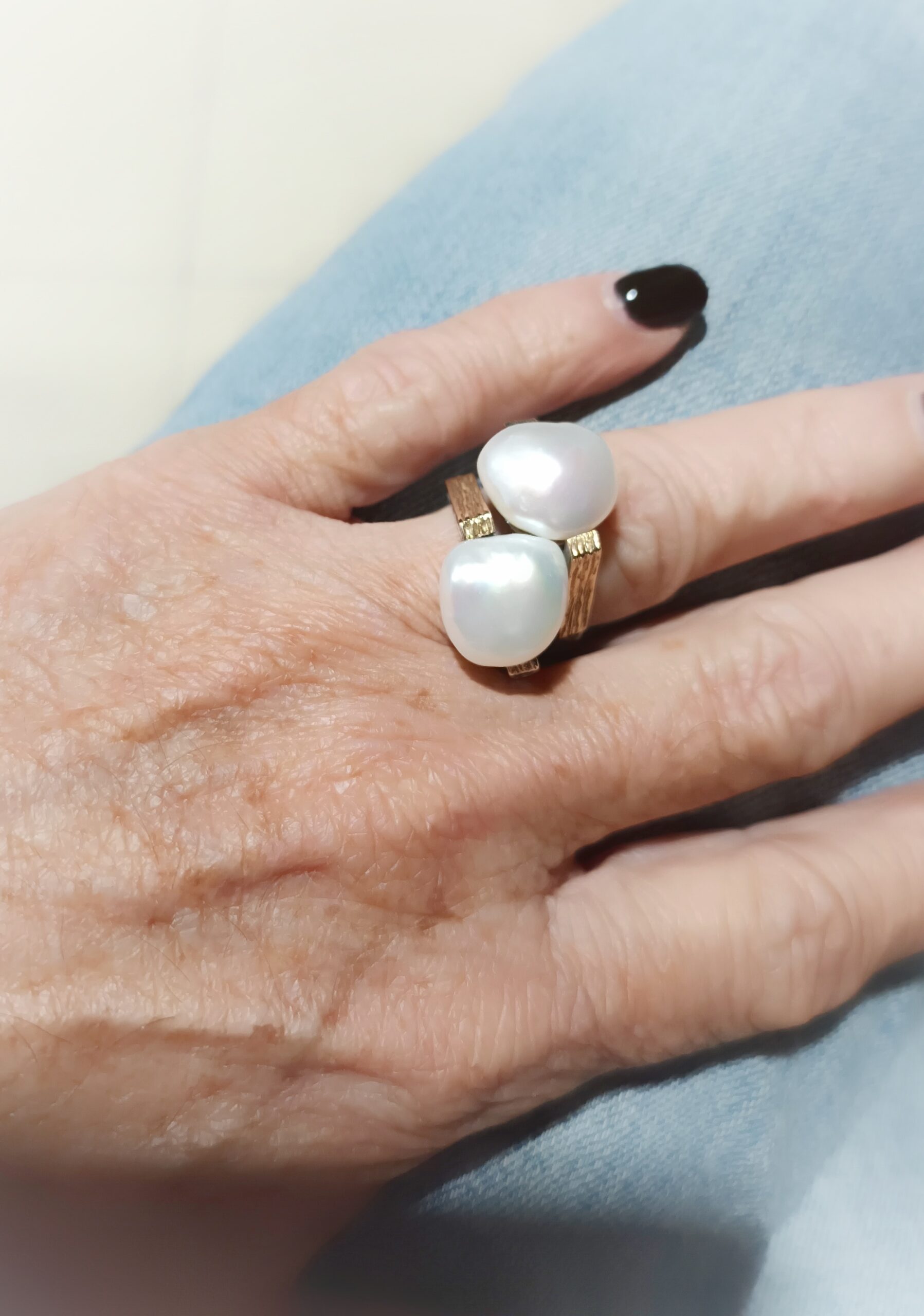 Anillo Styliano 3093 plata y oro perlas - Imagen 2