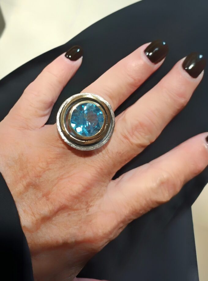 Anillo Styliano 3083 Plata oro topazio azul