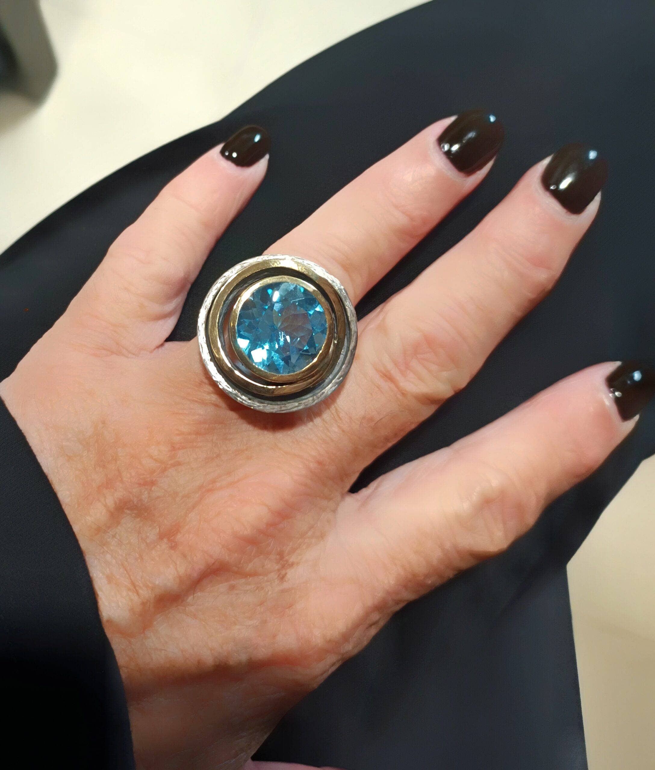Anillo Styliano 3083 Plata oro topazio azul - Imagen 4