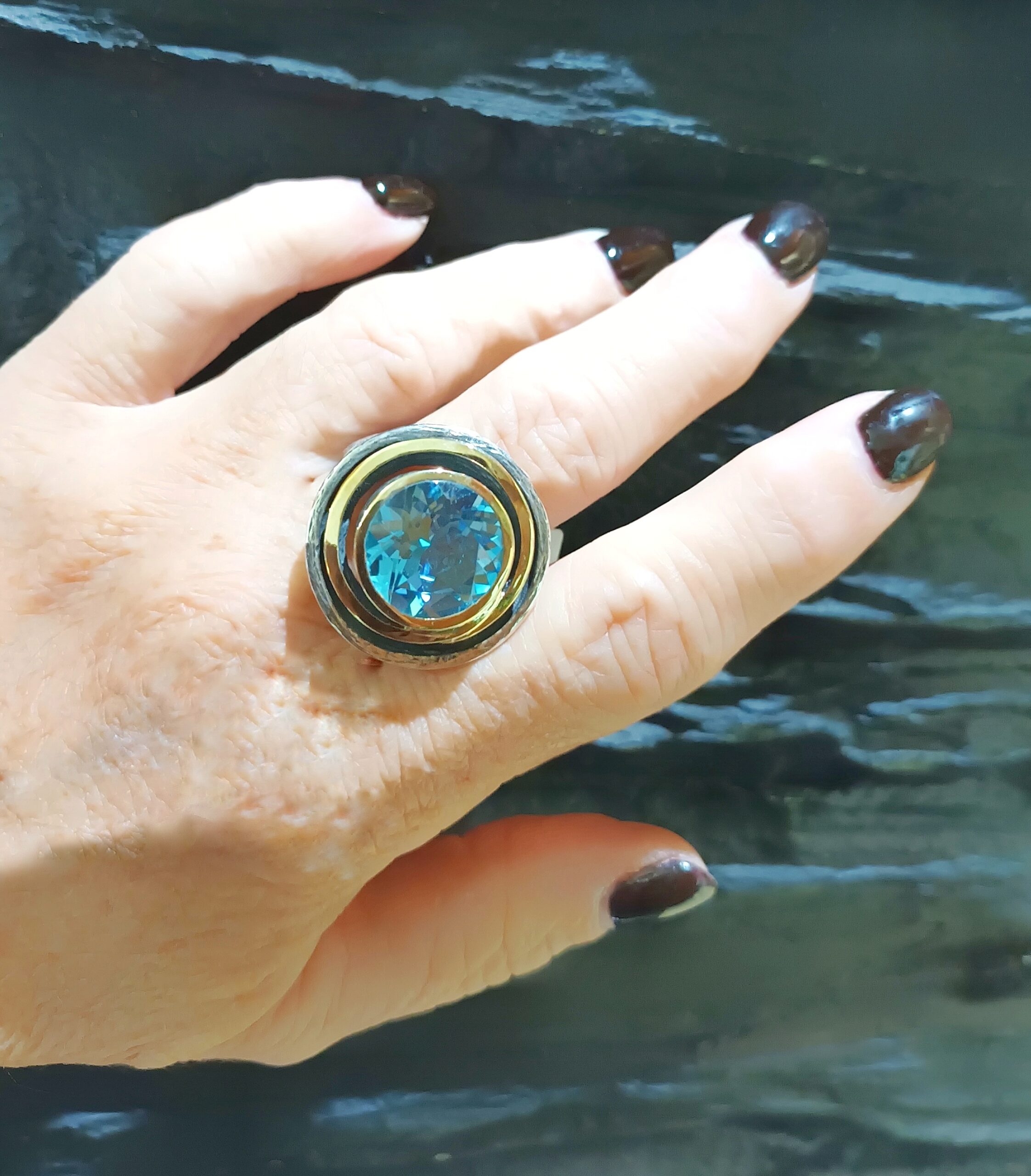 Anillo Styliano 3083 Plata oro topazio azul - Imagen 2