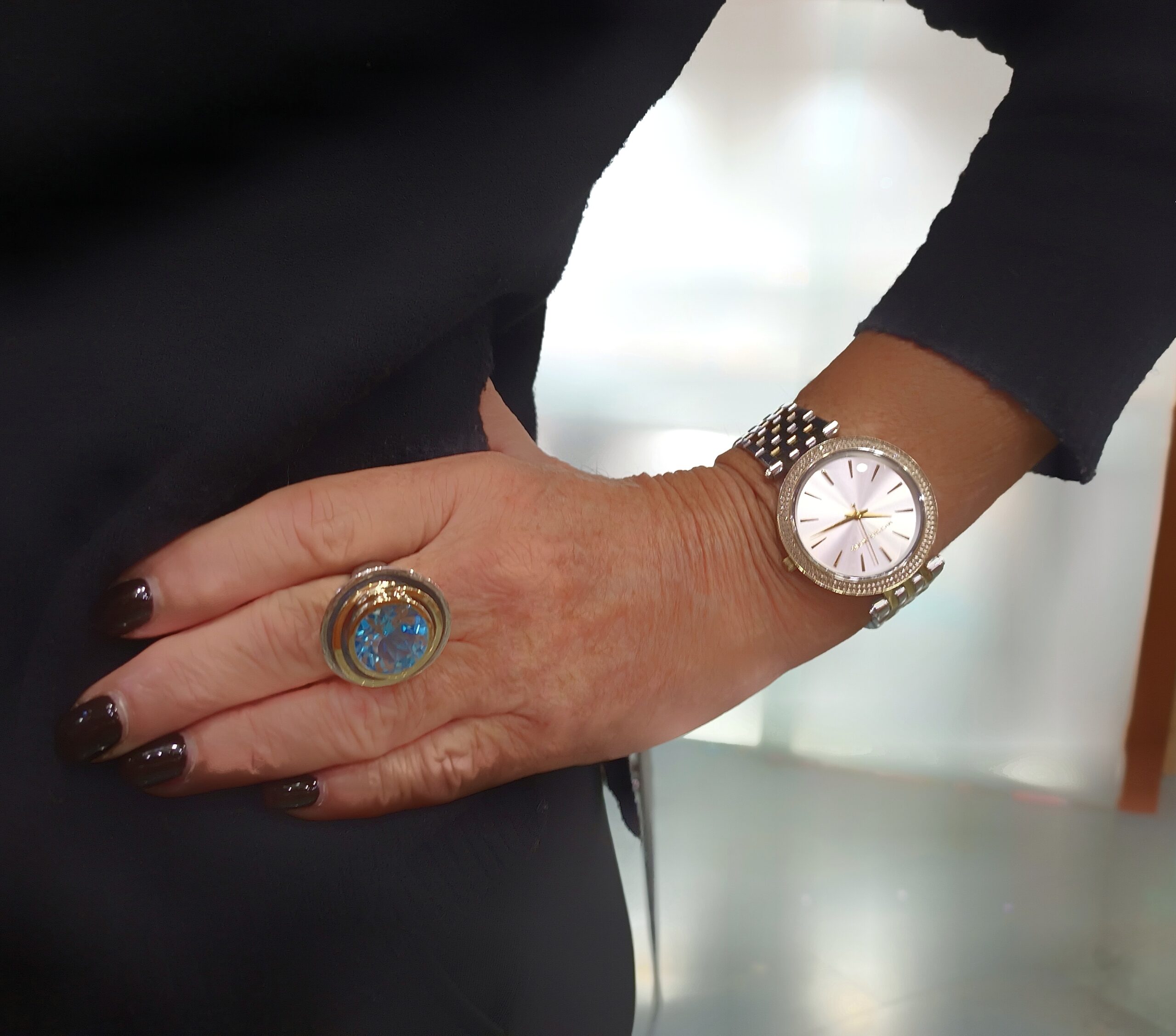 Anillo Styliano 3083 Plata oro topazio azul - Imagen 3
