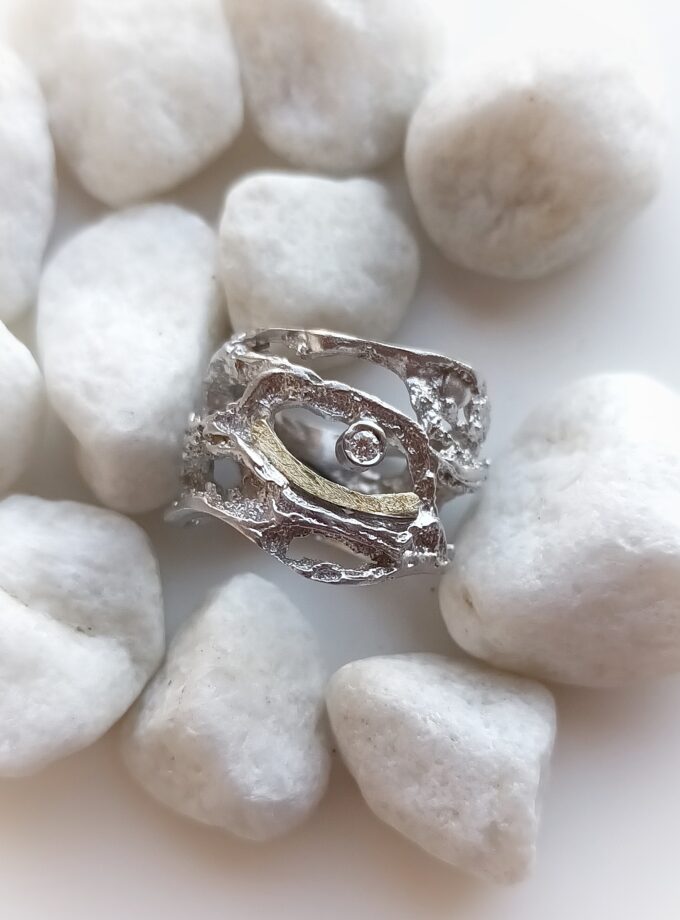 Anillo 3043 plata-oro y brillante