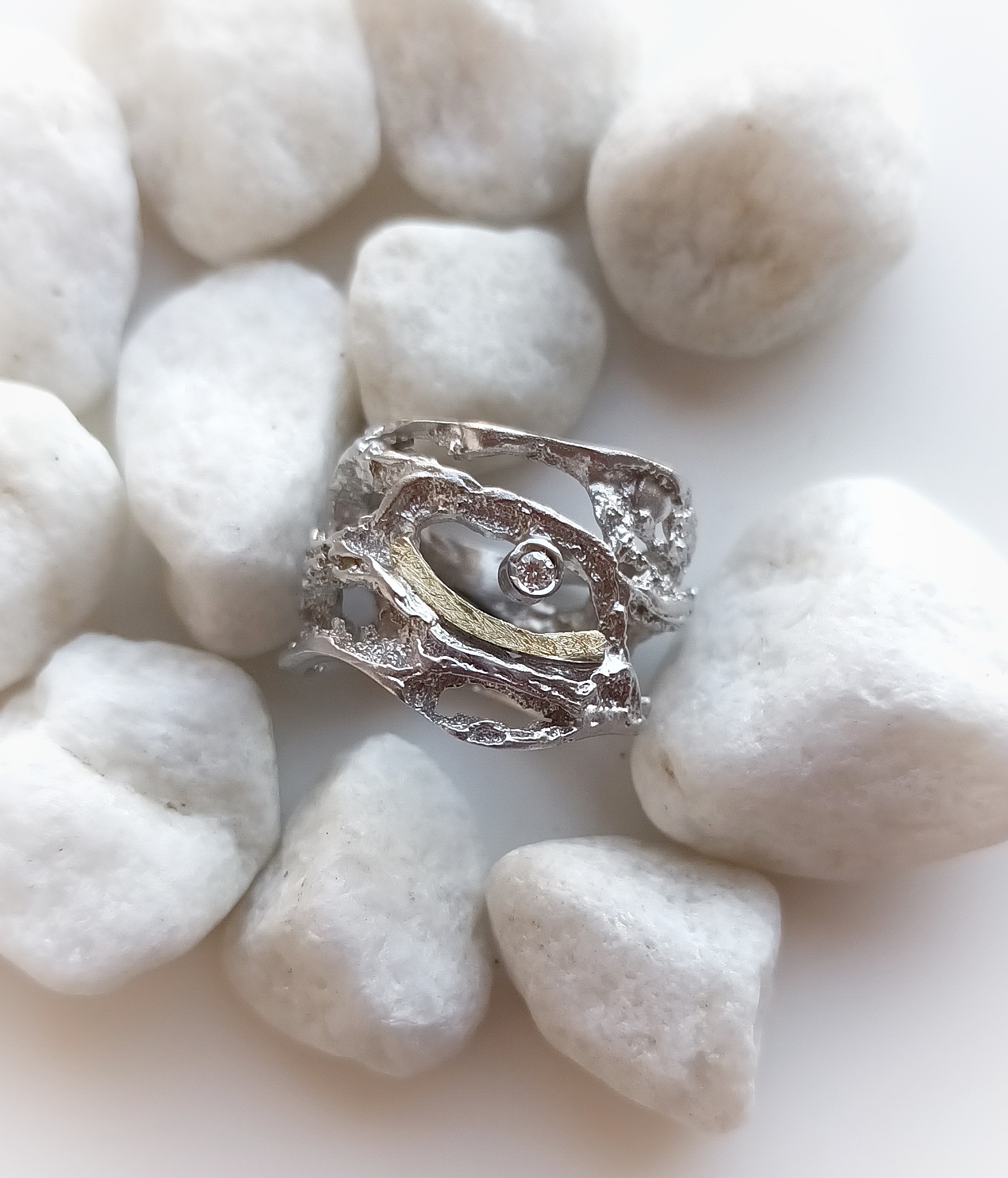 Anillo 3043 plata-oro y brillante
