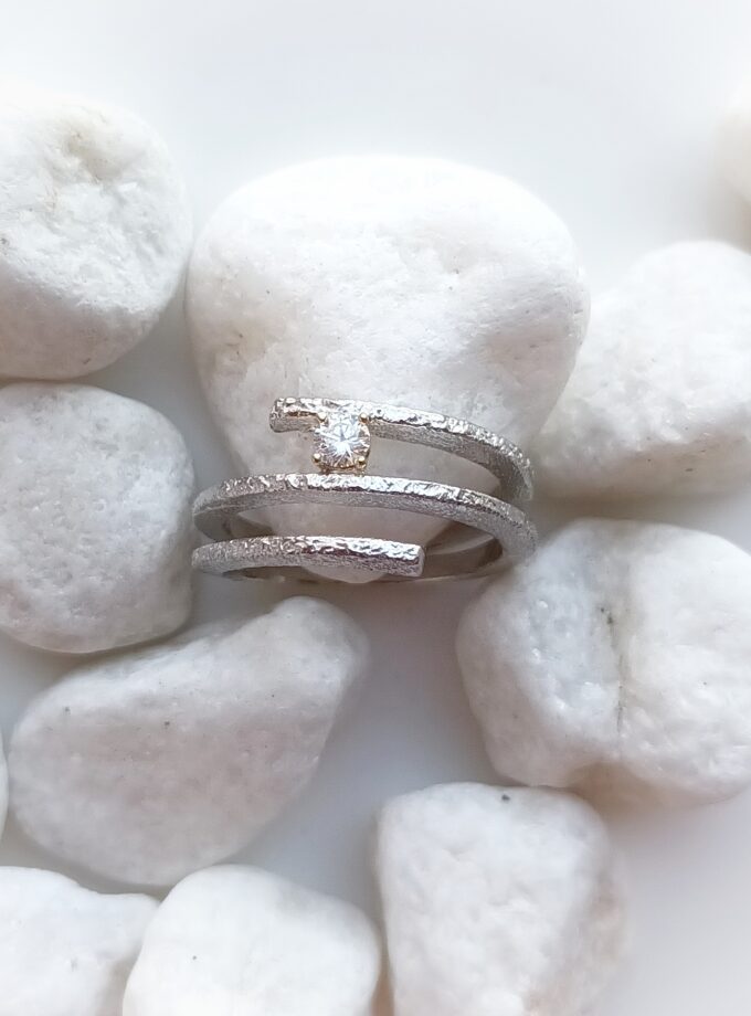 Anillo 4151 plata oro y brillante