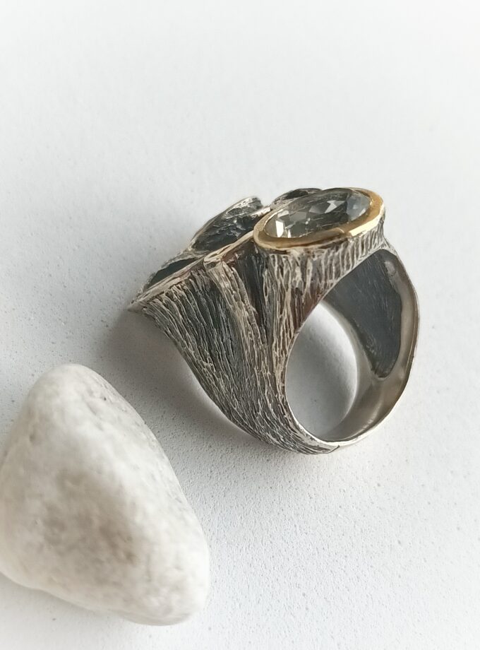 Anillo Styliano Citrino y cuarzo limón