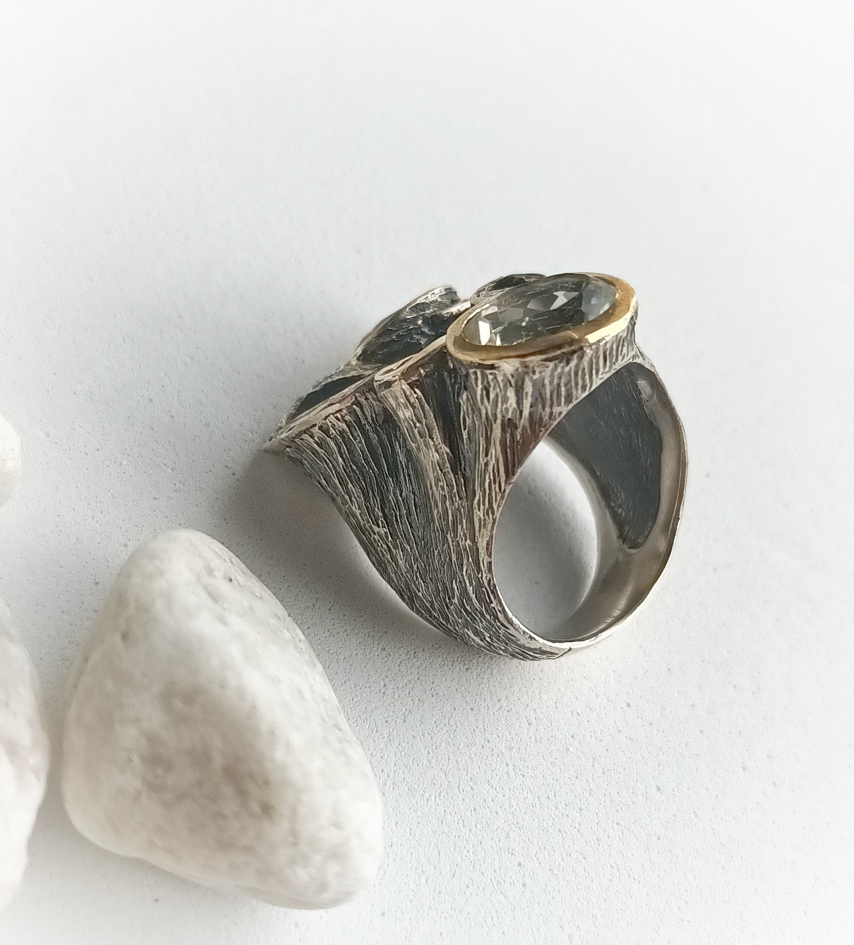 Anillo Styliano Citrino y cuarzo limón - Imagen 3