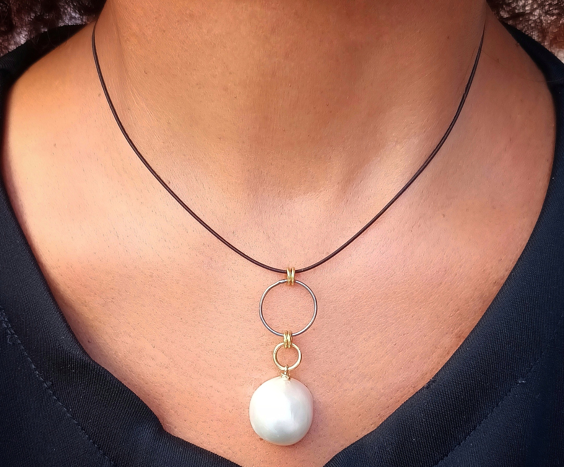 Collar Aros Perla 3774 Golden Black - Imagen 2