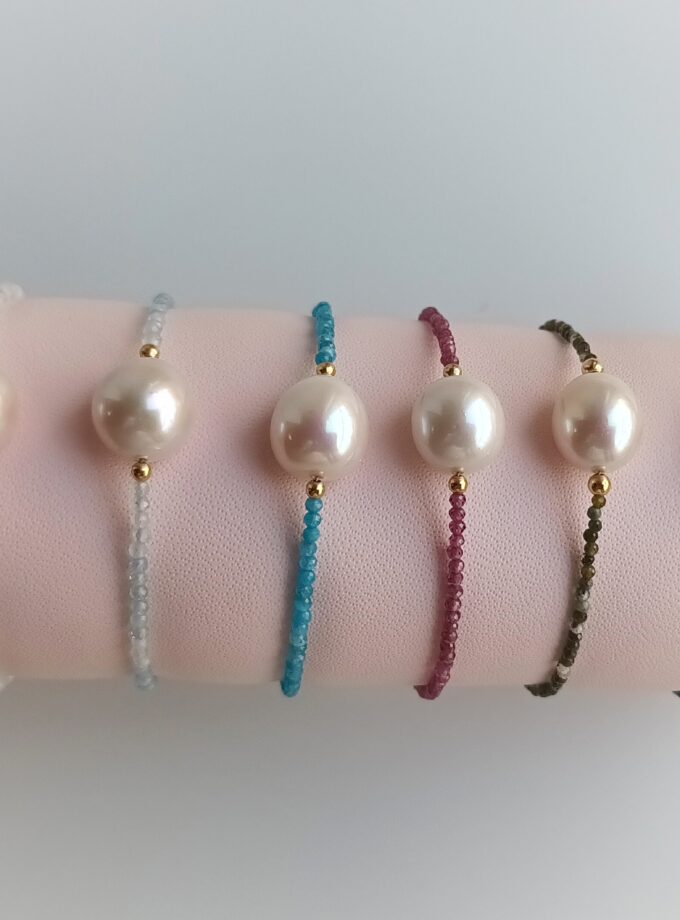 Pulseras piedras naturales perla grande