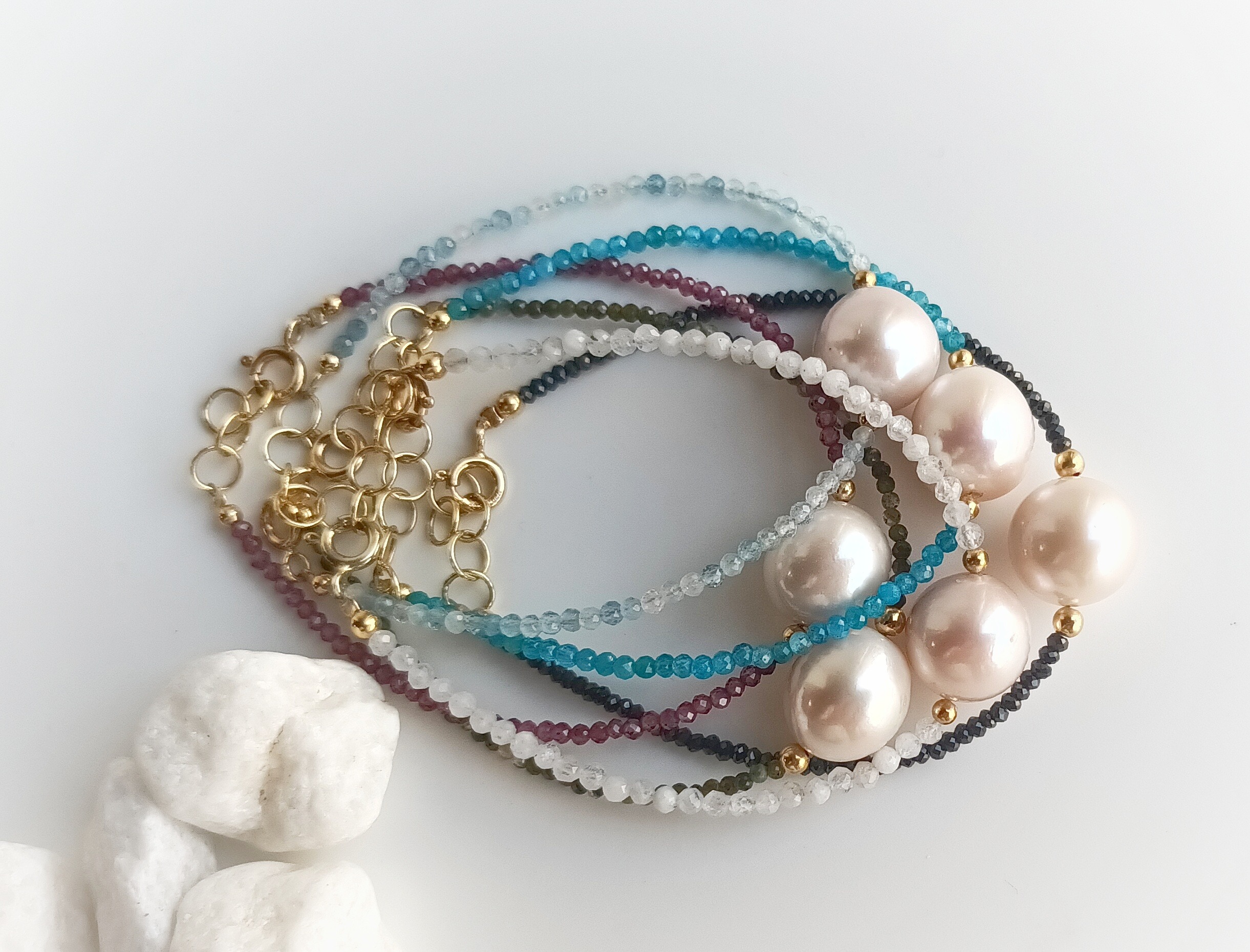 Pulseras piedras naturales perla grande
