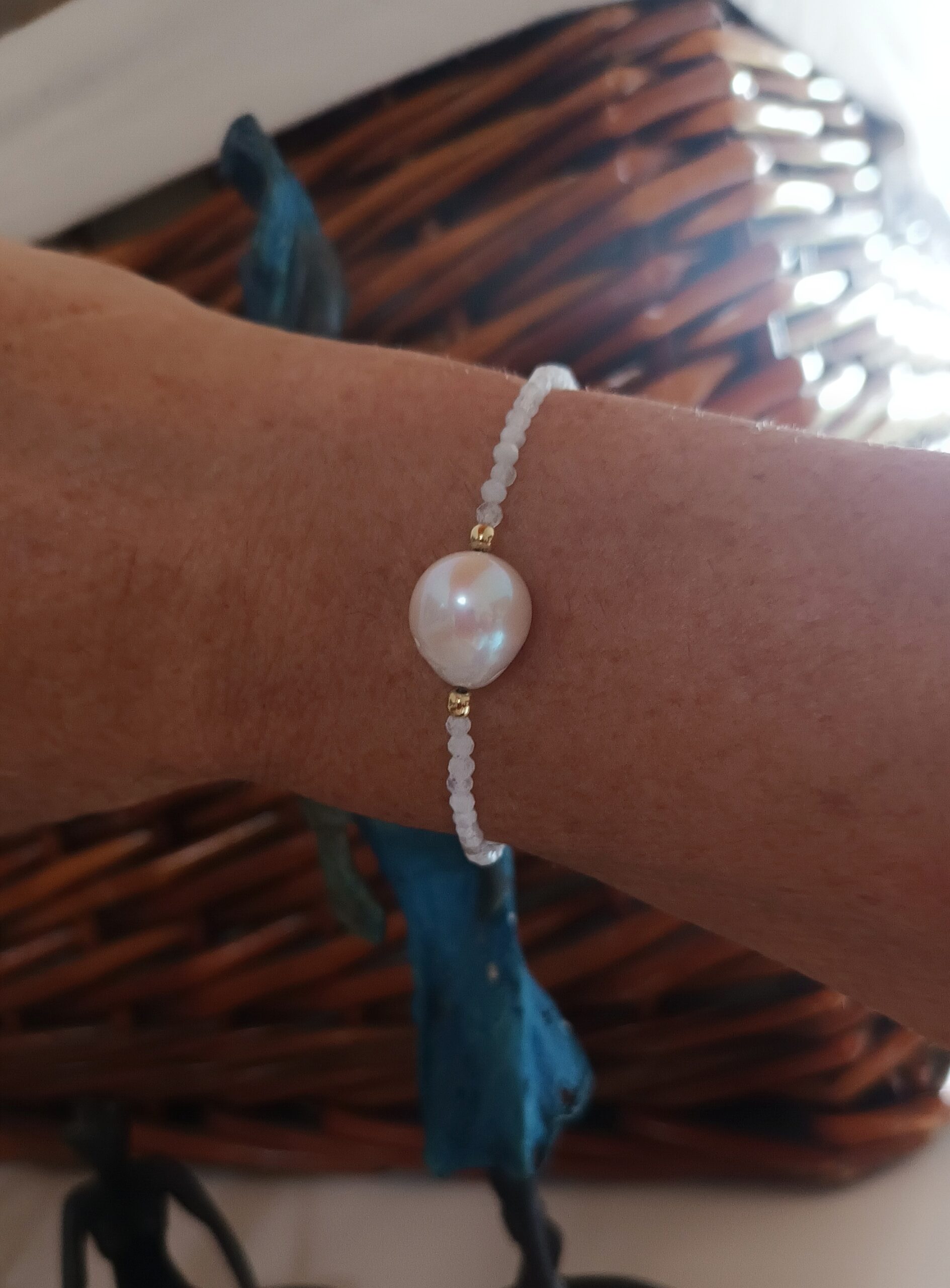 Pulseras piedras naturales perla grande - Imagen 2