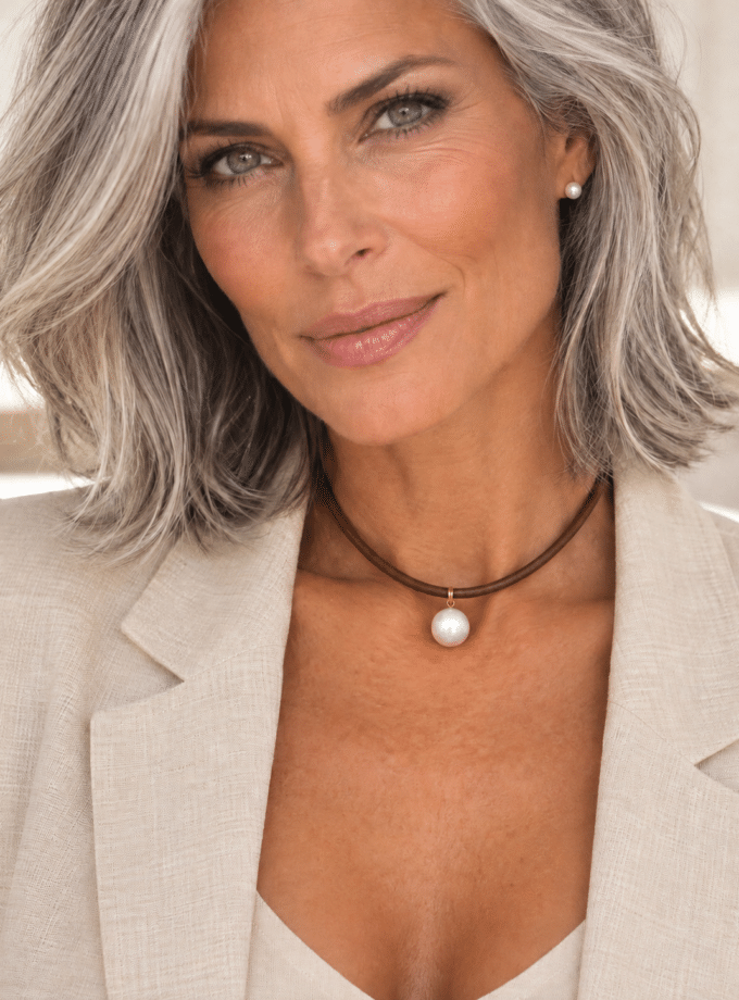Collar piel perla