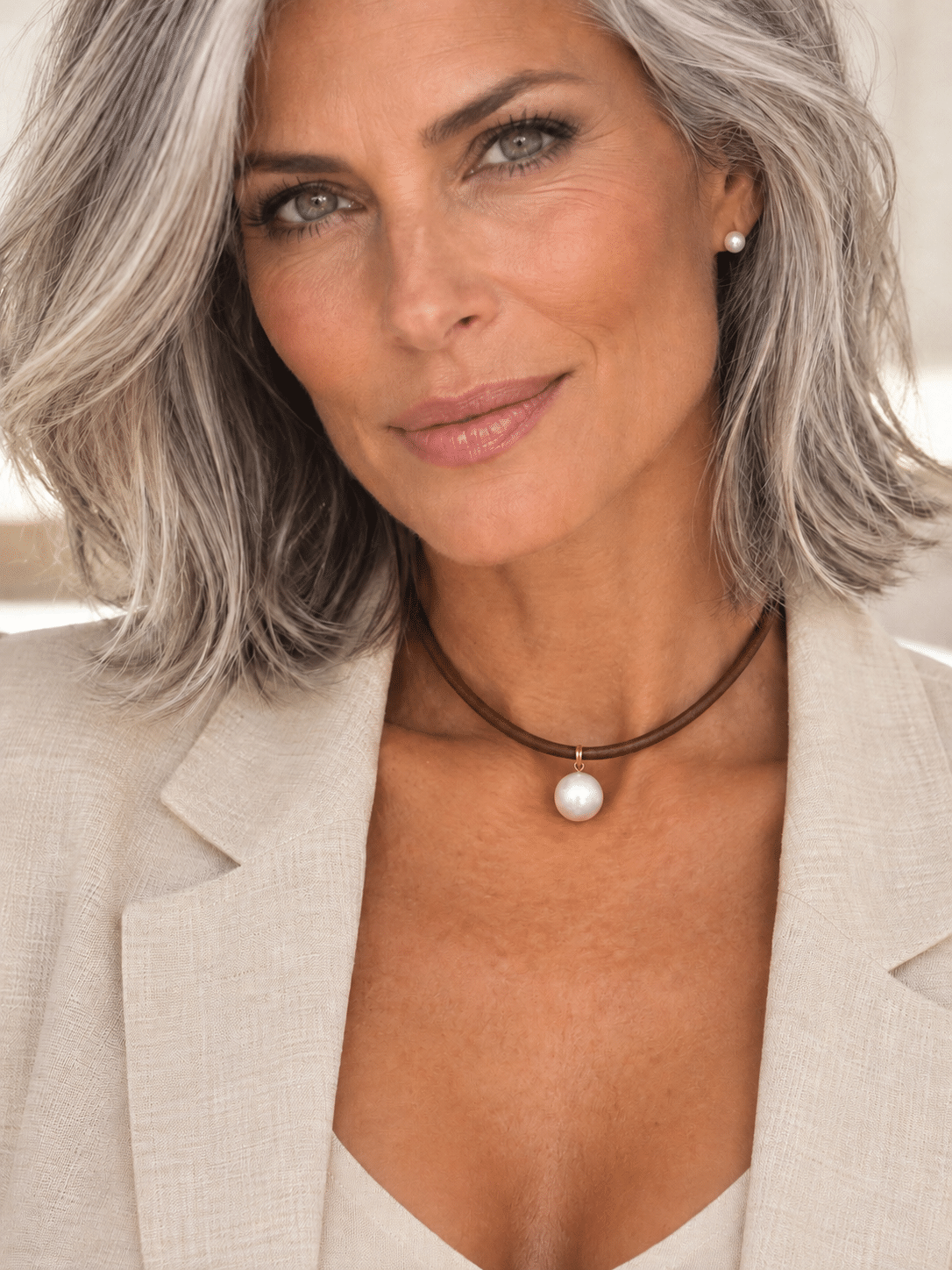 Collar piel perla - Imagen 2
