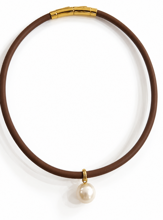 Collar piel perla