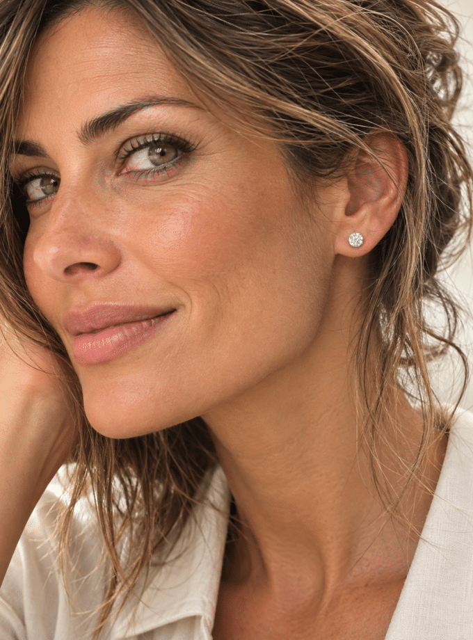 Pendientes oro blanco 4 grapas