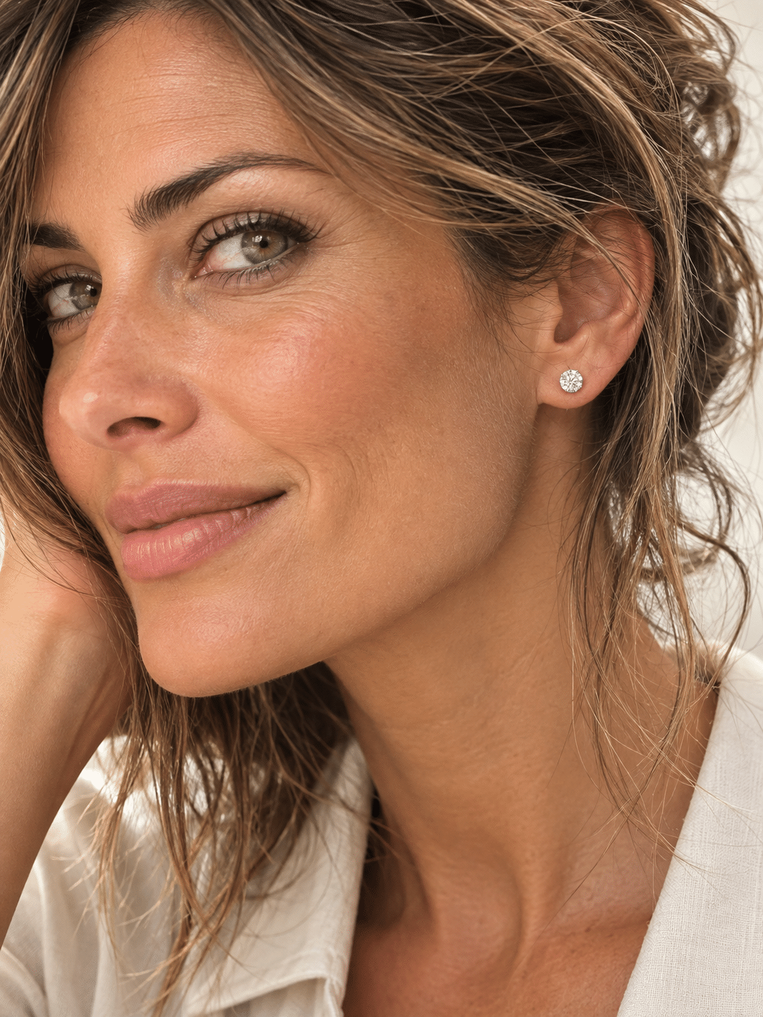 Pendientes oro blanco 4 grapas - Imagen 3