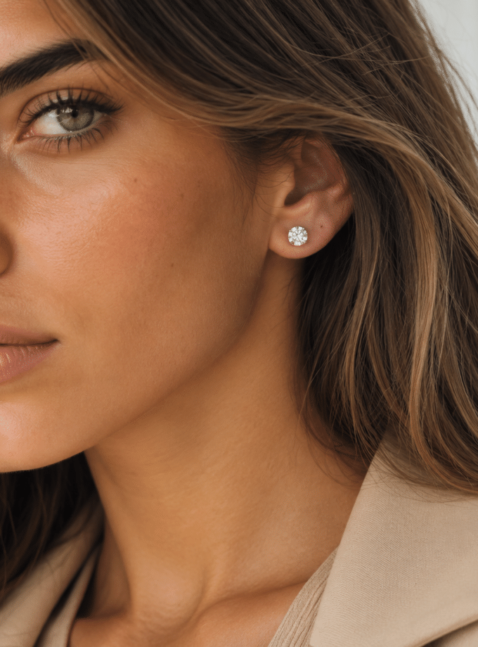 Pendientes oro blanco 4 grapas