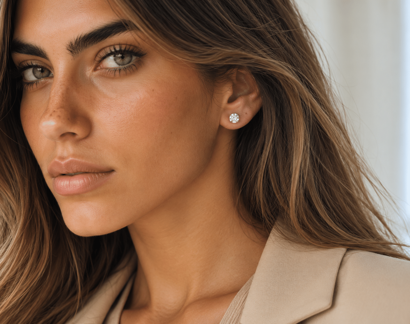 Pendientes oro blanco 4 grapas - Imagen 2