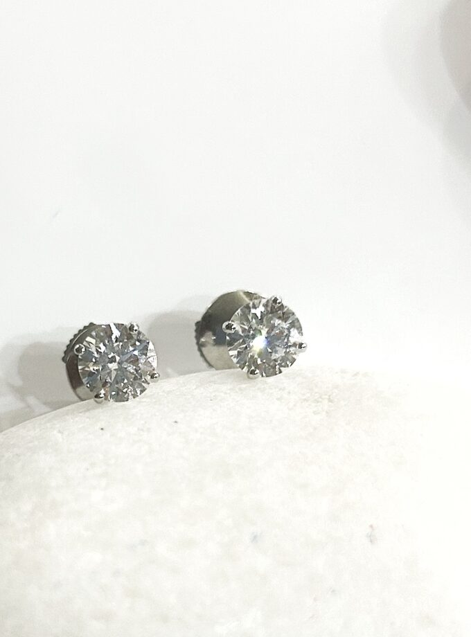 Pendientes oro blanco 4 grapas